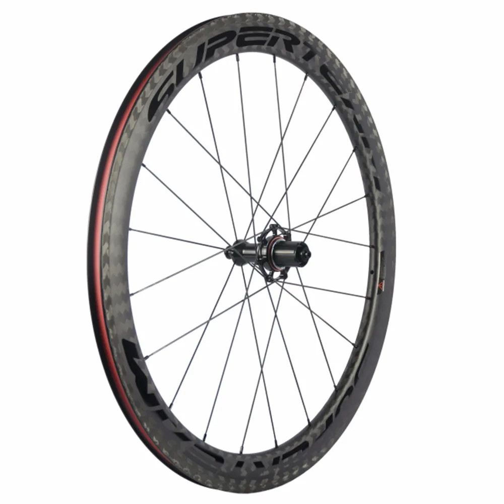 Flash Deal New Arrival Superteam 700C 50mm Clincher Wheelset 12K Twill Carbon Road Wheels Tubular with Taiwan Hub Pillar Aero Spoke 6