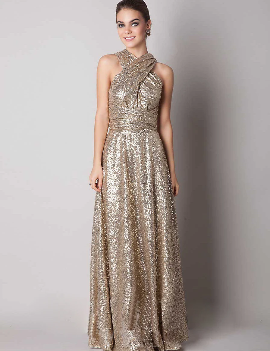 sexy v neck back cross sequin bridesmaid dresses gold color floor length sleeveless vestido longo sexy - Gold Color Dress sexy v neck back cross sequin bridesmaid dresses gold color floor length sleeveless vestido longo sexy - Gold Color Dress