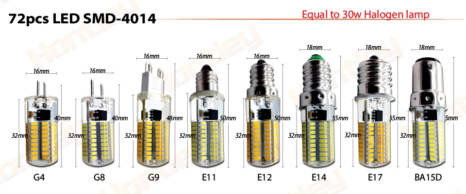 Светодиодная лампа мини, под Цоколи: G4, G8, G9, E11, E12, E14, E17, BA15D. Размеры светодиодных мини ламп: 16*35мм, 16*40мм, 16*47мм, 16*48мм, 16*50мм, 16*52мм,16*54мм, 16*56мм, 16*58мм, 18*53мм, 18*54мм, 18*55мм,18*60мм, 18*61мм, 18*62мм, 18*65мм,18*66мм, 18*67мм, 20*81мм, 20*88мм, 20*89мм, 20*93мм