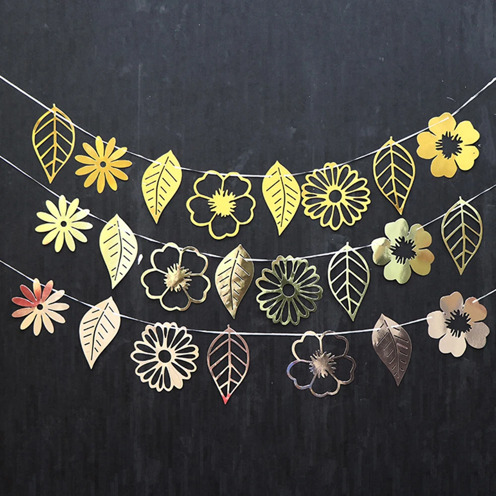 

Creative Openwork Flower Leaves Banner Birthday Party Decorations Bunting Garland Flags Home Wedding Party Supplies 2019 New