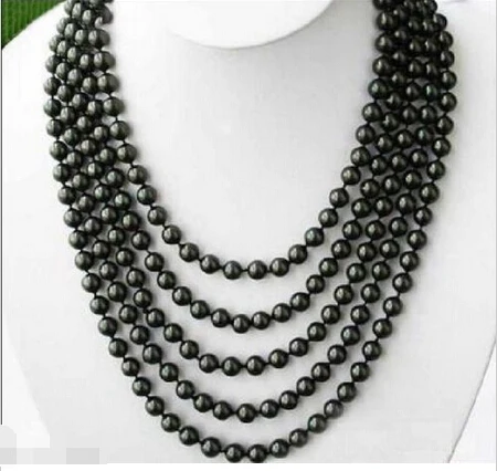 

The Pearl Rope 100 inch 8-9 mm Black tahitian Pearl Necklace 14K Gold Clasp^^^@^Noble style Natural Fine jewe SHIPPING (C0309)