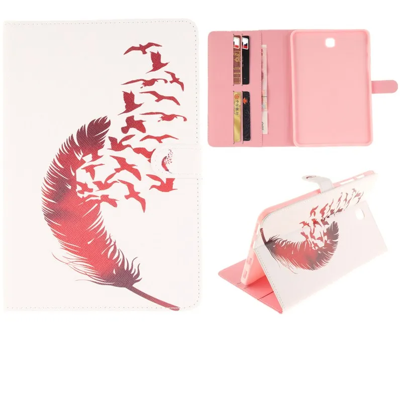 Luxury 2 Leavies PU Leather Stand Flip Case for Samsung Galaxy Tab S2 8.0 Case T710 T715 SM-T715 Tablet Wallet White Case Bag (11)