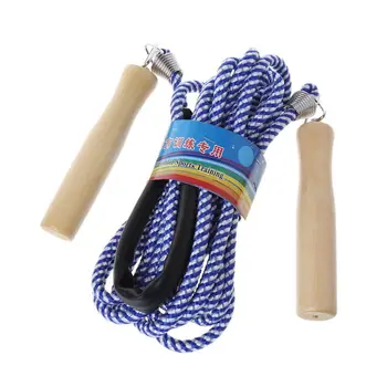 Hot Wooden Handle Skipping 5m 7m 10m Gym School Group Multi Person Nylon Rope