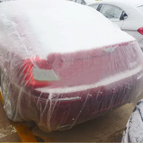 Clear Plastic Temporary Universal Disposable Car Cover Rain Dust Garage Cover