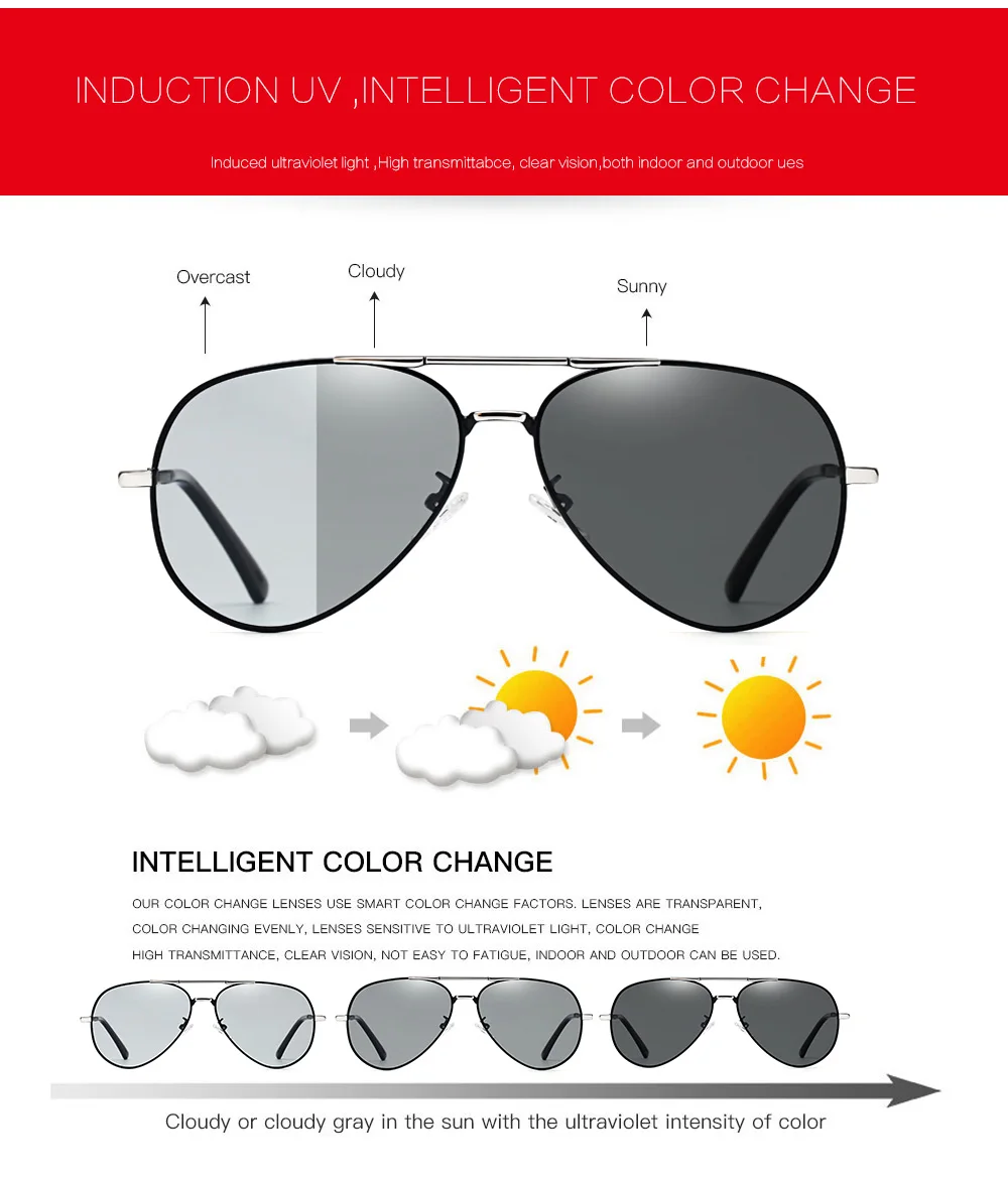 Raydem солнцезащитные очки для мужчин поляризационные сплав рамки изменить цвет Мужской Женский вождения обесцвечивание солнцезащитные очки фотохромные очки