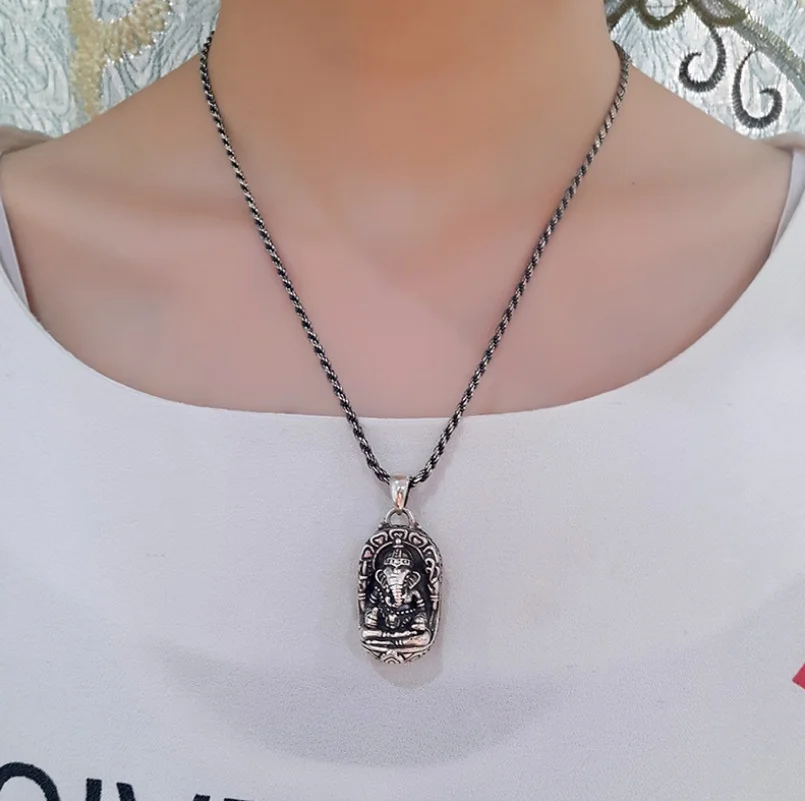 Подвеска в виде Бога слона из чистого серебра|elephant god|sterling silver elephant jewelrysaint pendants |