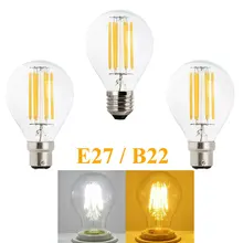 Retro LED filamento de la luz de la lámpara E27 W 2W 4W 6W 8W A60 B22 bayoneta Vintage Edison Led bombilla AC 220V carcasa de vidrio transparente