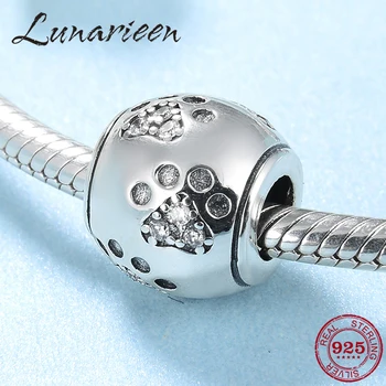 

Authentic 925 Sterling Silver Round shape Dog claw Clear CZ fine beads Fit Original Pandora Charm Bracelet Jewelry making