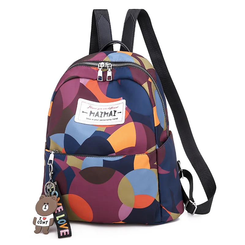 

Fashion Women Backpack 2019 New Oxford BackPack for Girl Teenage Youth multicolor Backpack Mochila Bear Hanging Ornament Mochila
