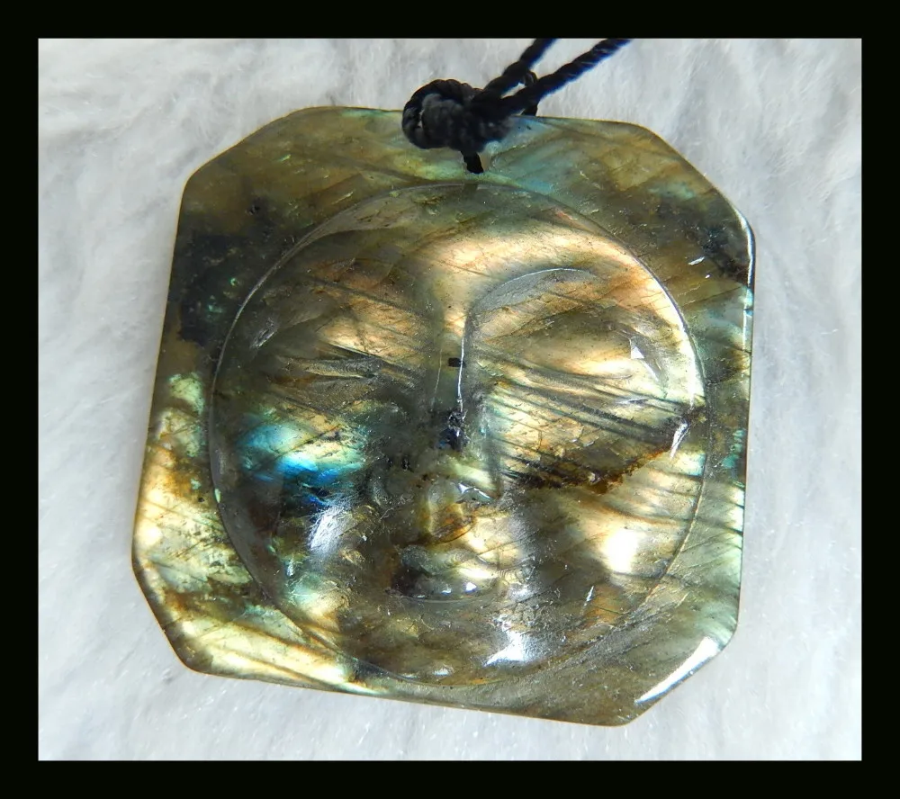Натуральный камень ручной улыбка Уход за кожей лица Лабрадорит Цепочки и ожерелья подвеска бисер, 31x31x7 мм, 10.3 г полудрагоценный камень