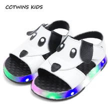 CCTWINS KIDS 2017 Summer LED light Toddler Boy Baby Girl Children Fashion Beach Brand Sandal Kid White Puppy Black Shoe B667