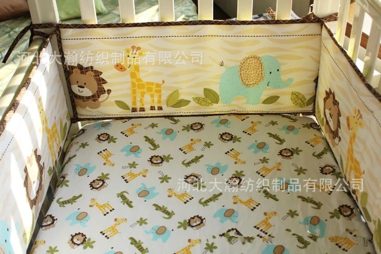 Berço do Bebê Conjuntos de Cama Pára-choques + Duvet + Lençol + Saia Bordado Leão Berço Cama Bebe 4 7 Pçs Kit 5 Cheap Conjuntos de cama