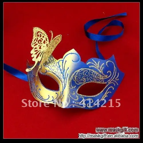 Лидер продаж 7 дюймов синий и золотой маскарад маска Венецианской маски карнавальные маски