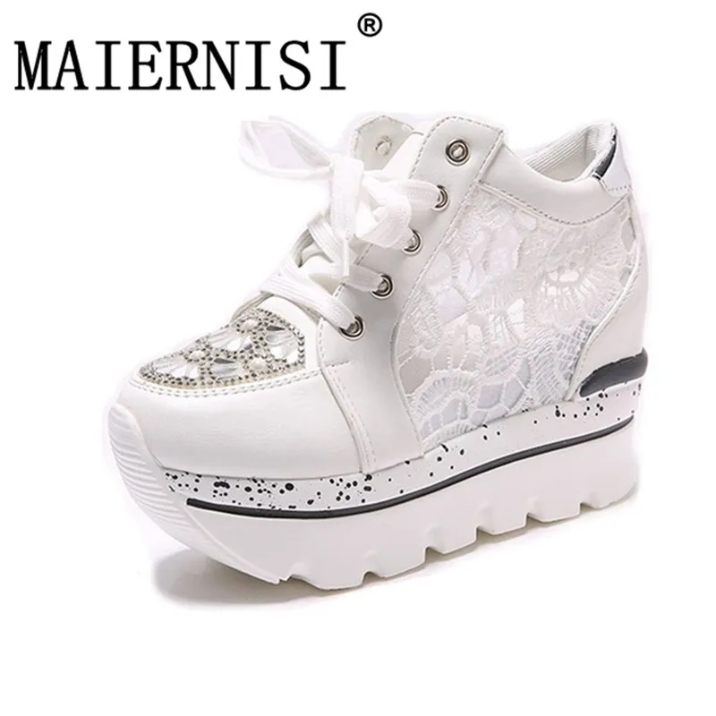 

Women's Vulcanize Shoes 2019 Fashion Rhinestone Woman Platforms Sneakers Women Shoes High Heel For Summer Female Sneakers