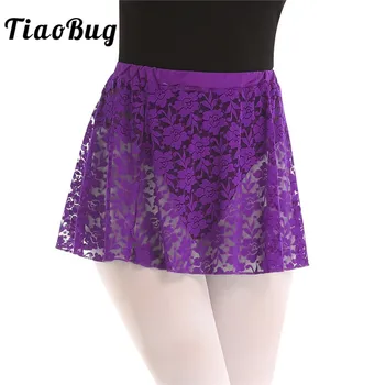 

TiaoBug Floral Lace High Waist Elastic Waistband Women Ballet Tutu Skirt for Leotard Costume Adult Gymnastics Practice Dancewear