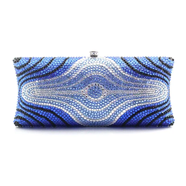 

New arrival ladies blue crystal evening bag crystal pearl chain clutch bags high quality diamond wedding shoulder bag(1007-BR)
