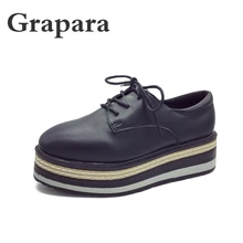 Весна Женские туфли-лодочки обувь кроссовки на танкетке кожаные туфли; Повседневная замшевая одежда на шнуровке Туфли без каблуков задники, обувь на толстой резине; мокасины для grapara