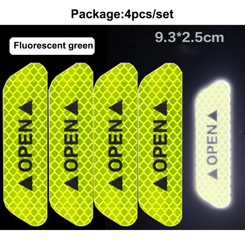 4 шт./компл. Автомобиль открыть светоотрающей полосой Предупреждение отражающая открытая уведомления велосипедные аксессуары наружные двери автомобиля наклейки "сделай сам"