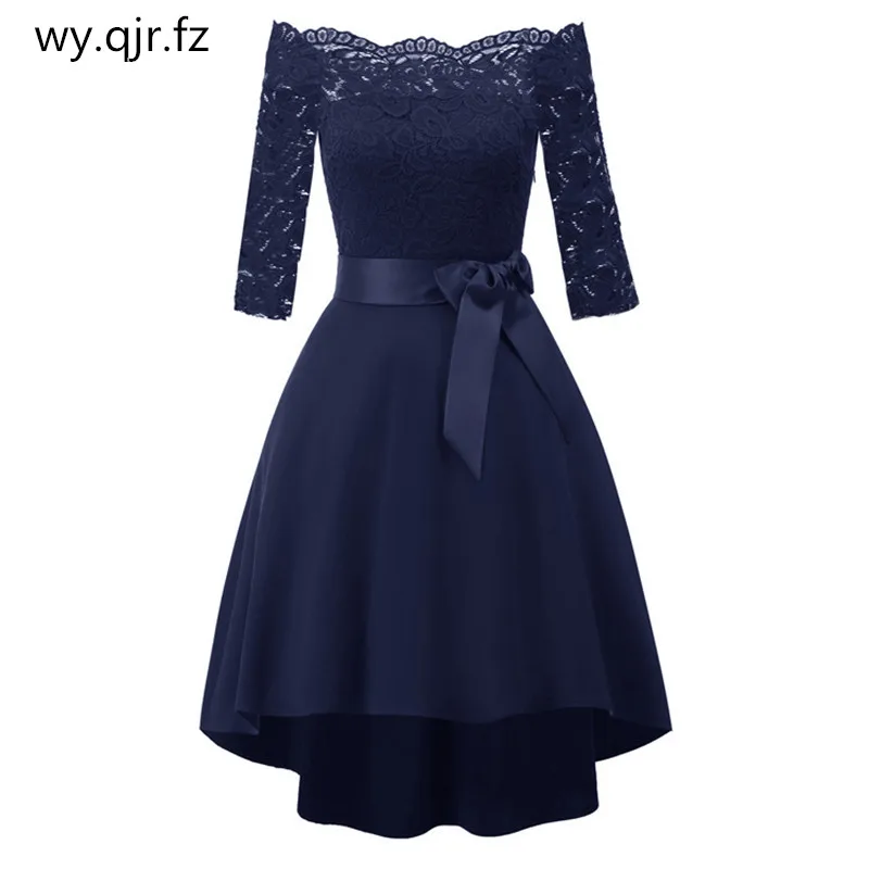 Blue Burgundy Lace Bow Boat Neck 