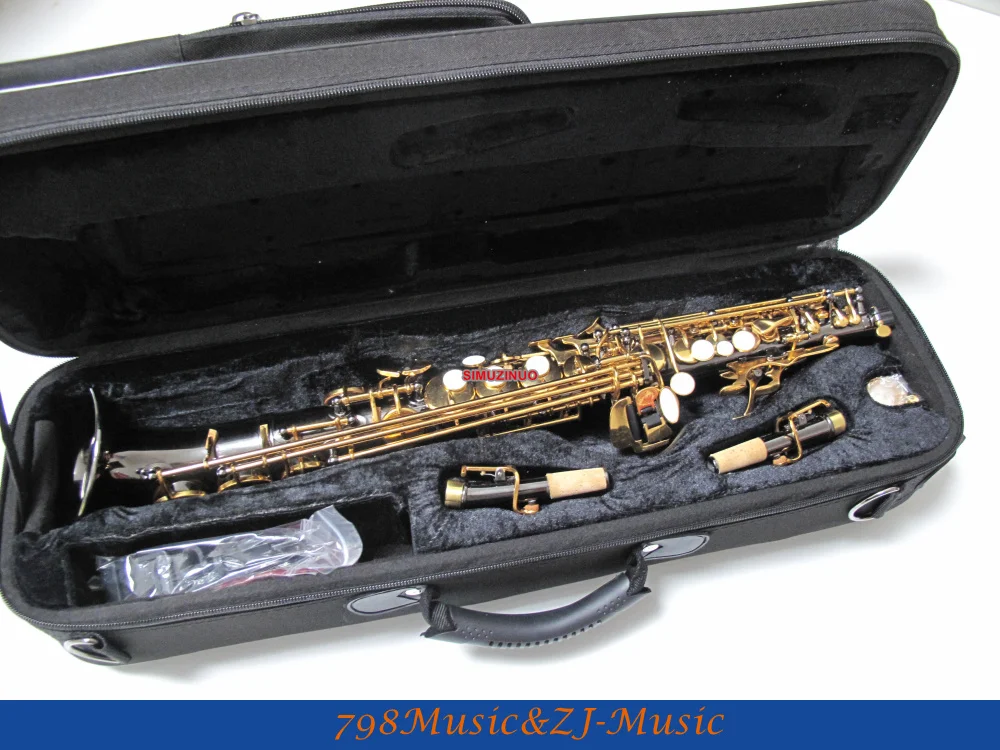 Черный никелевый Золотой изогнутый колокольчик Сопрано-саксофон Bb ключ к высокому F ключ и G ключ
