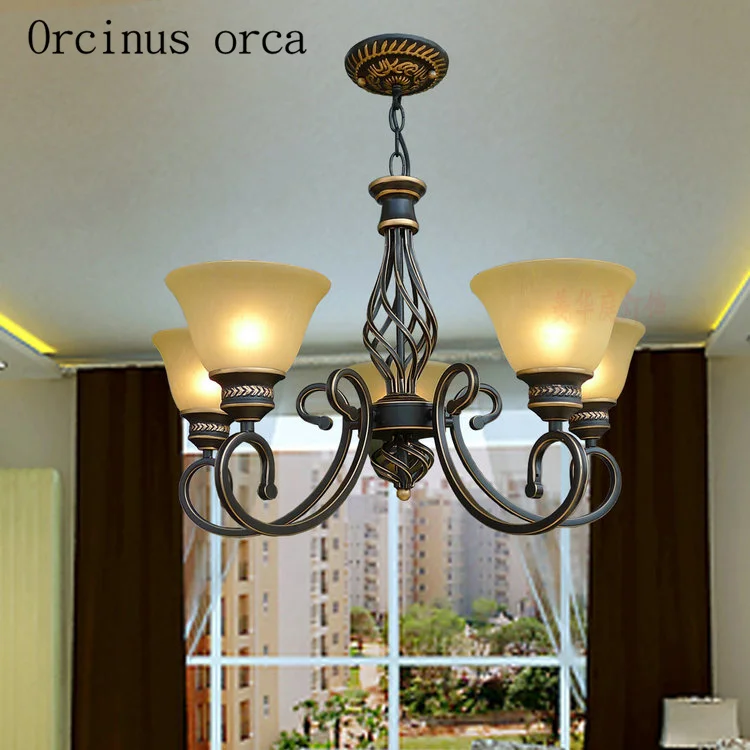  American style antique glass chandelier living room bedroom European luxury classic all copper chan - 32920096851
