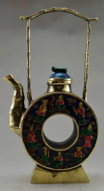 

Elaborate Chinese Collectible Decorated Old Handwork Carved with 8 Immortal Statue Teapot