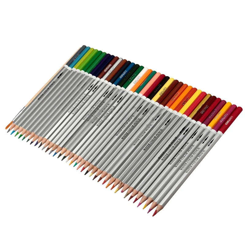 

DELI Water soluble Crayons Colored pencils Wooden School pencils Crayons +brushes 36 Colors