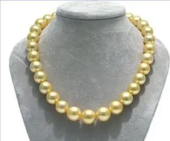 

HUGE 18" AAA+10-11 MM SOUTH SEA GENUINE GOLD NATURAL PEARL NECKLACE free shipping