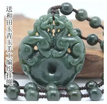 

Hetianqingyu natural jade A cargo pendant Lucky brave brave generations of fortune