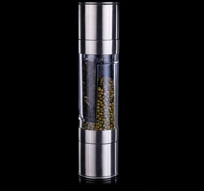 New Pepper Grinder 2 in 1 Stainless Steel Manual Salt Pepper Mill Grinder Seasoning Kitchen Tools Grinding for Cooking