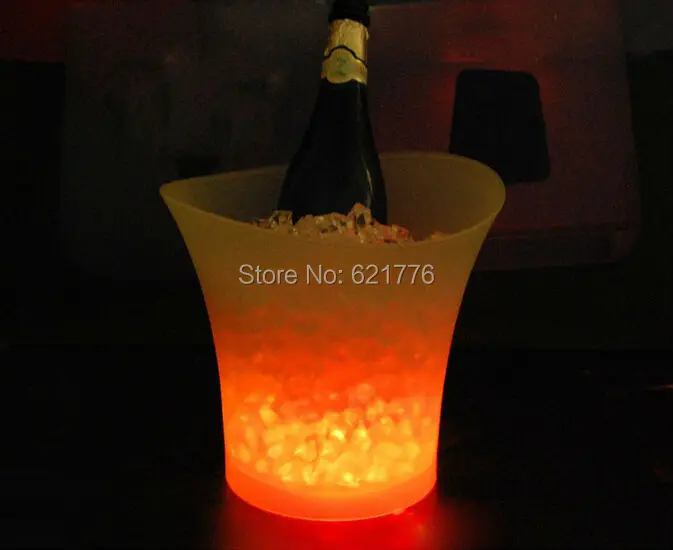 Водонепроницаемый 5 л Объем пластиковых светодиодный ведро льда изменение цвета, крючок для ночного клуба светодиодный свет ведро льда шампанское вино пиво ведро льда баров