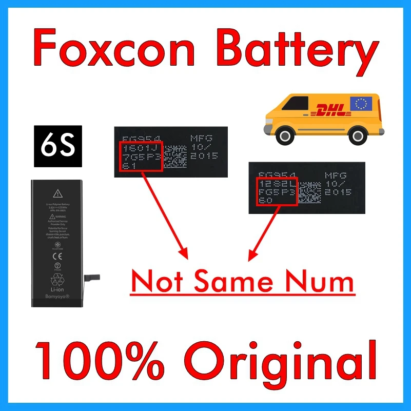 BMT 20pcs Foxcon Фабричный аккумулятор 1715 mAh аккумулятор для iPhone 6 S Запасные части Подлинная перепечатанная в