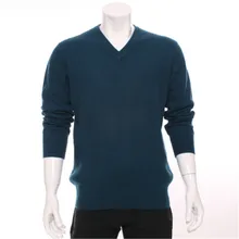 Козья кашемира вязать Мужчины нейтральный цвет пуловер свитер Vneck темно-синие 7 видов цветов S-2XL