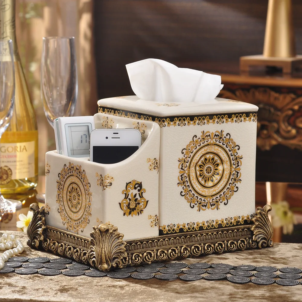 

Wholesale creative home ceramic suction carton storage box, European tissue box, office multi-function paper towel box