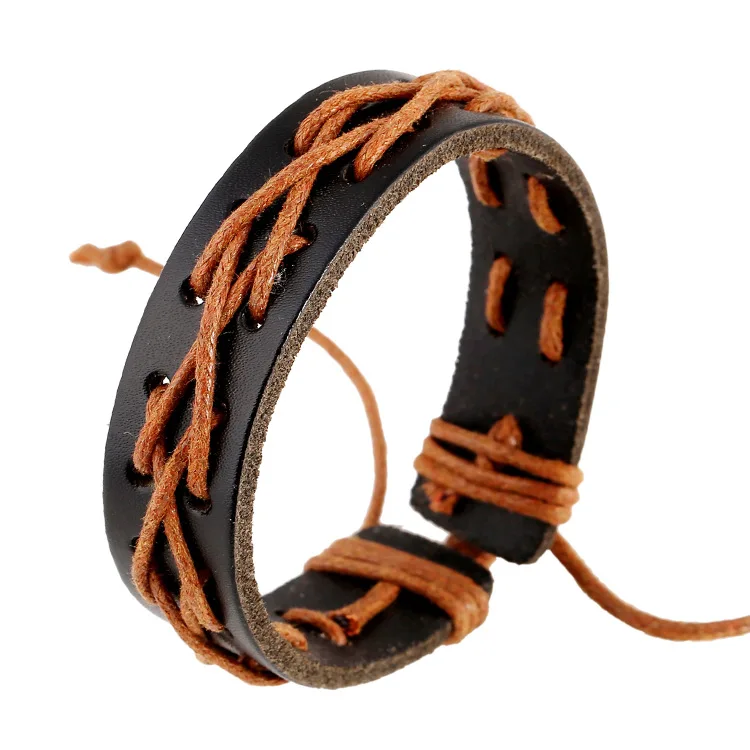 Винтажные браслеты из веревки и кожи ручной работы для мужчин женщин Braclets Female