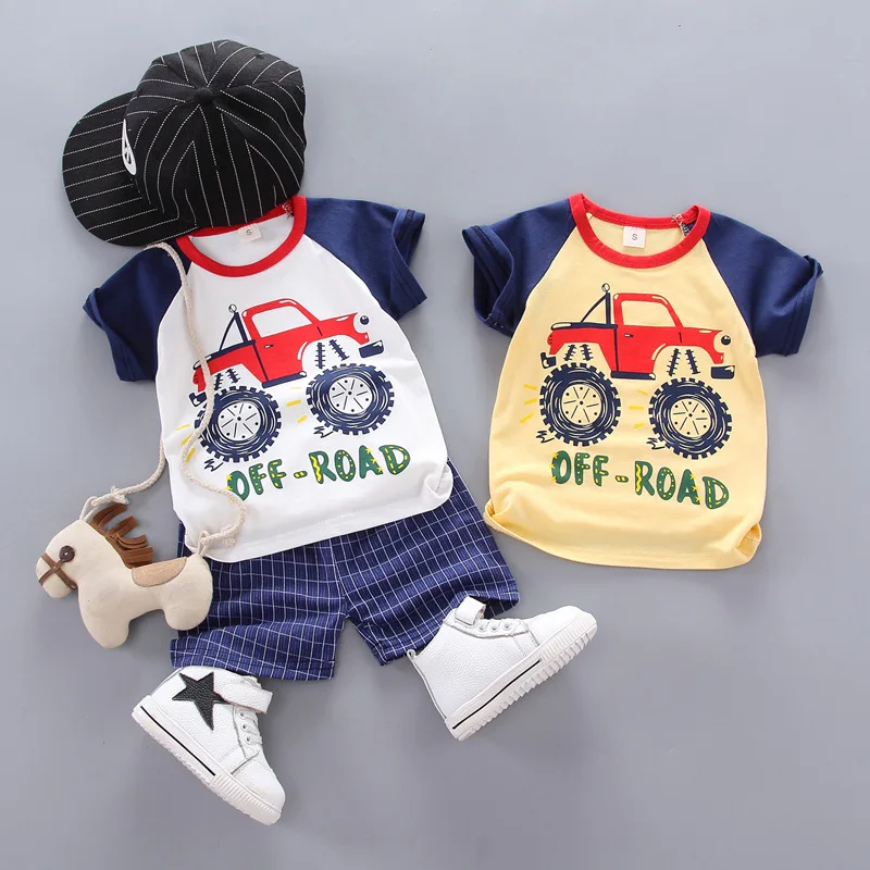 Baby Boy Clothes 2019 New Born Clothing Cartoon Bear Short Sleeve T-Shirt + Workwear Pants Children's Cotton Sportswear |