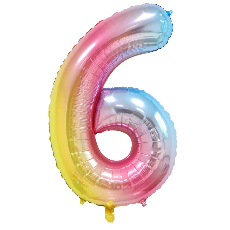 40inch Rainbow Color Number Balloons Digit Globos gradient Ramp Figure Balls Birthday Wedding Anniversary Party Decor Kids Ball - Цвет: Number 6