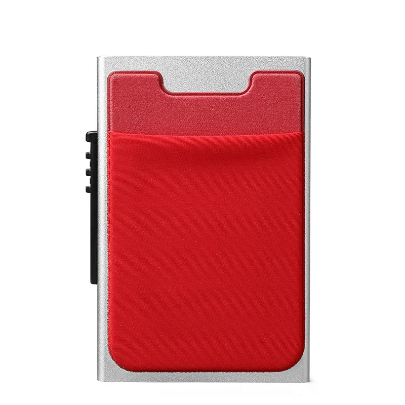 EISIPURI алюминиевый кошелёк Карманный ID держатель карты Rfid Блокировка мини тонкий металлический кошелек автоматический всплывающий чехол для кредитных карт протектор - Цвет: Silver-red