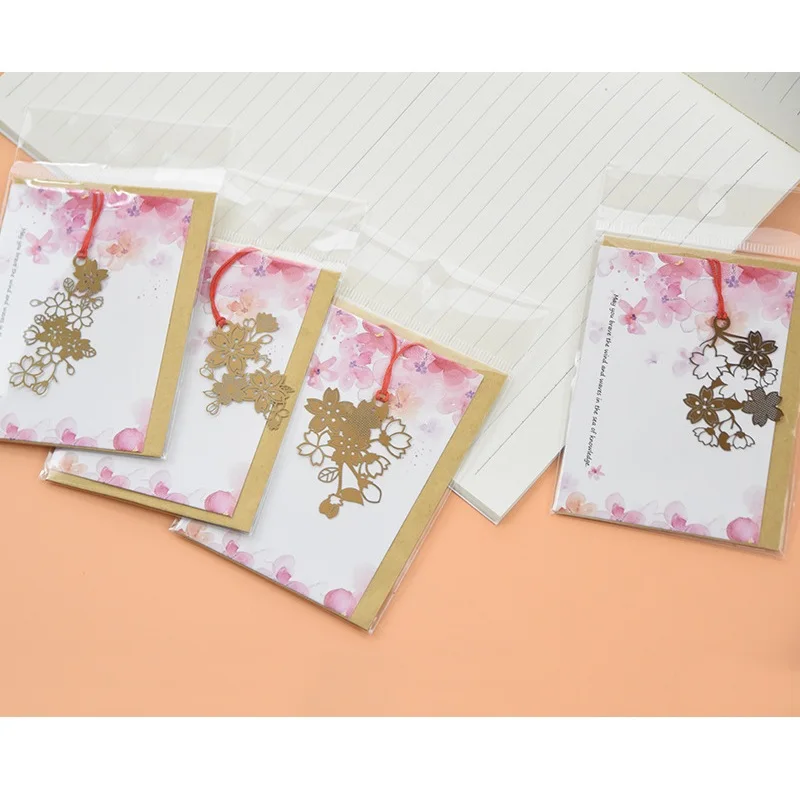 4 шт./компл. изысканный вишня в цвету Сакура серии полые металлическая Закладка для книги книга держатель карты сообщения подарочные канцелярские товары