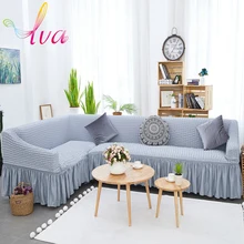 

LVA Plaid Corner Sofa Slipcover Universal Elastic Quick-drying Thick L Shape Couch Cover for 5-Seat Corner Sofa with Soft Fabric