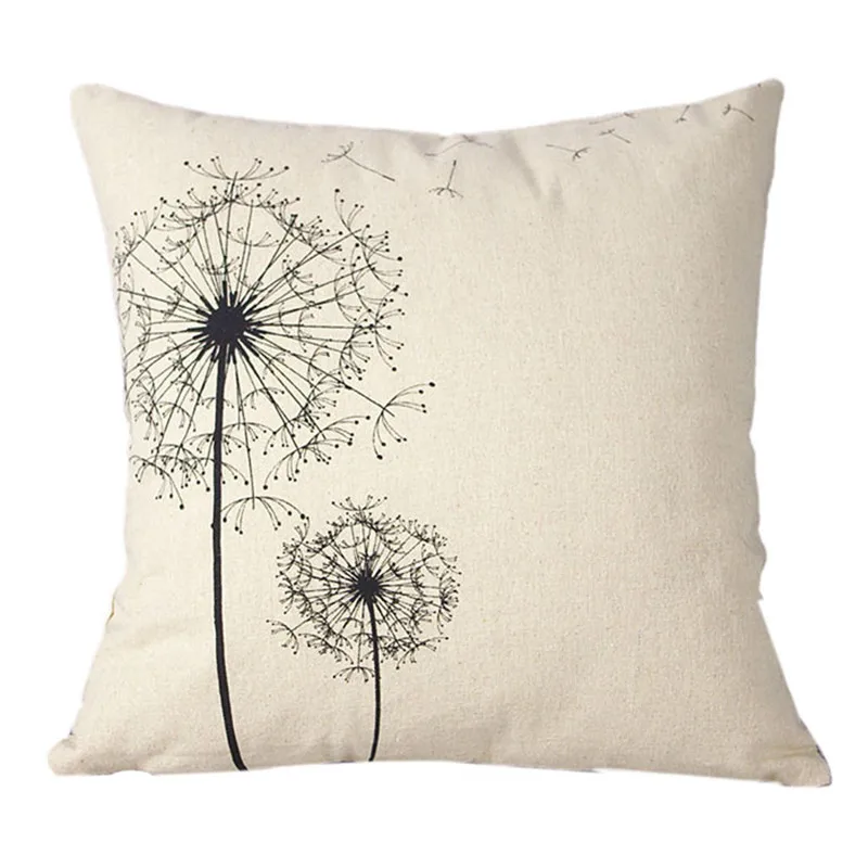 Ouneed Dandelion Cotton Linen Square Decorative Throw Pillow Case
