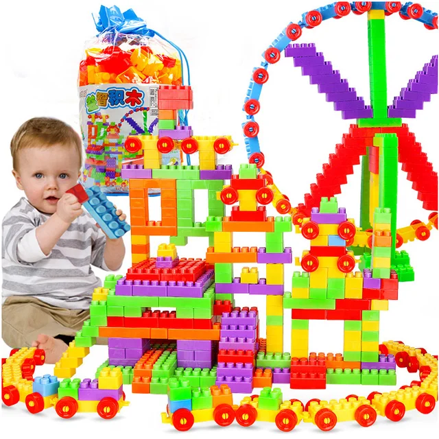 160Pcs/bag Plastic Children Building Blocks Bricks DIY Assembled Toys Educational Toy For Kids Baby Gifts 2