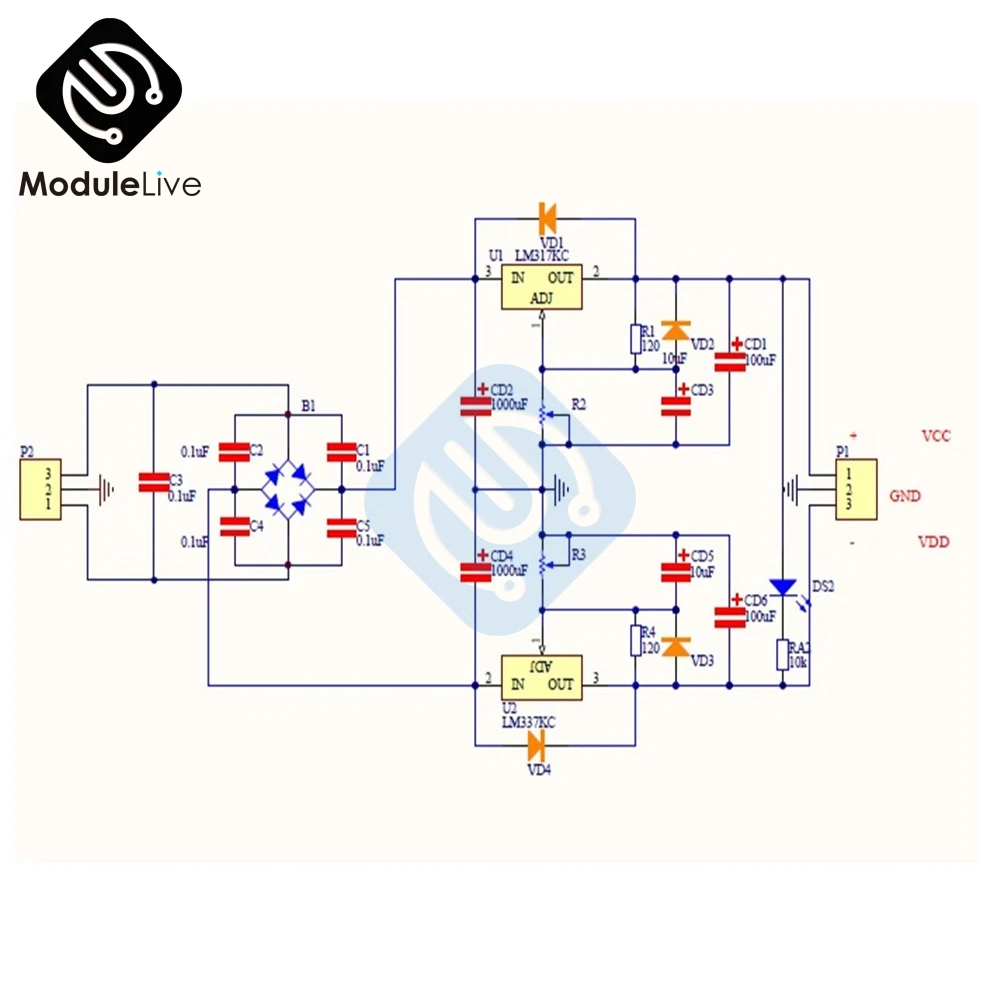 LM317 LM337 Регулируемый фильтрующий источник питания AC/DC 5 в 12 В 24 В регулятор напряжения PSU DIY комплекты модуль