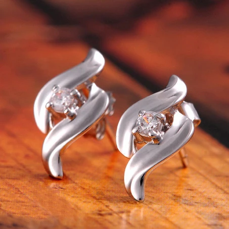 Серьги из серебра 925 пробы с искусственными кристаллами для женщин и девочек