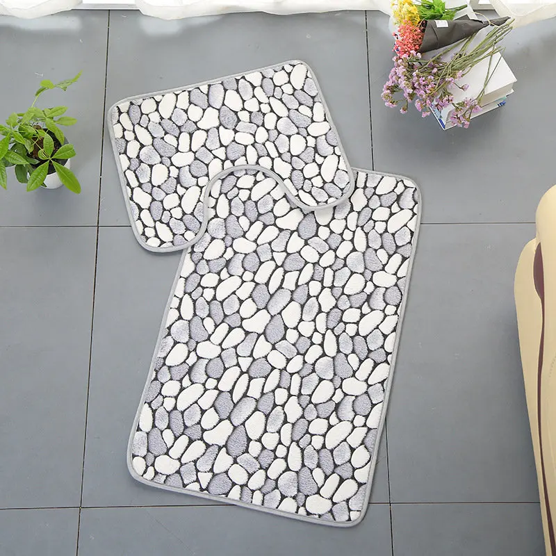 Простая Туалетная коврик для ванной комнаты Набор подушек эффективное поглощение воды нескользящий коврик для ванной спальни кухни прочный коврик для ванной комнаты - Цвет: Gray stone