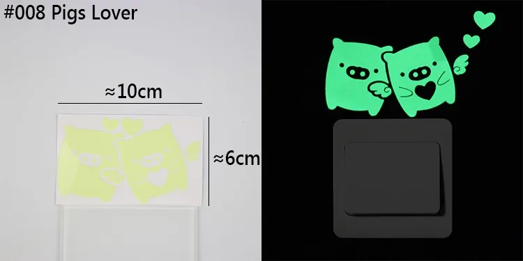 Luminous Cartoon Switch Sticker Glow in the Dark Cat Sticker Fluorescent Fairy Moon Stars Sticker Kid Room Decoration Home Decor