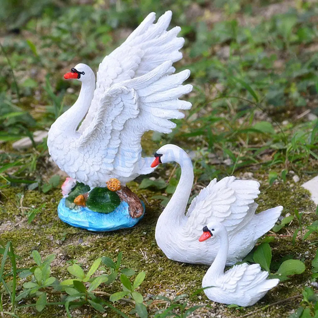 Indoor Outdoor Garden Decor Resin Swan Family Figure for Backyard Decoration