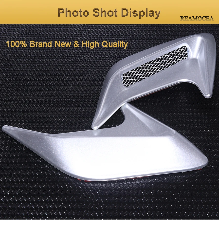 Reamocea 2Pcs Silver Car Side Air Vent Fender Cover Hole Intake Duct Flow Grille Decoration Sticker For VW Audi BMW Honda Benz (8)