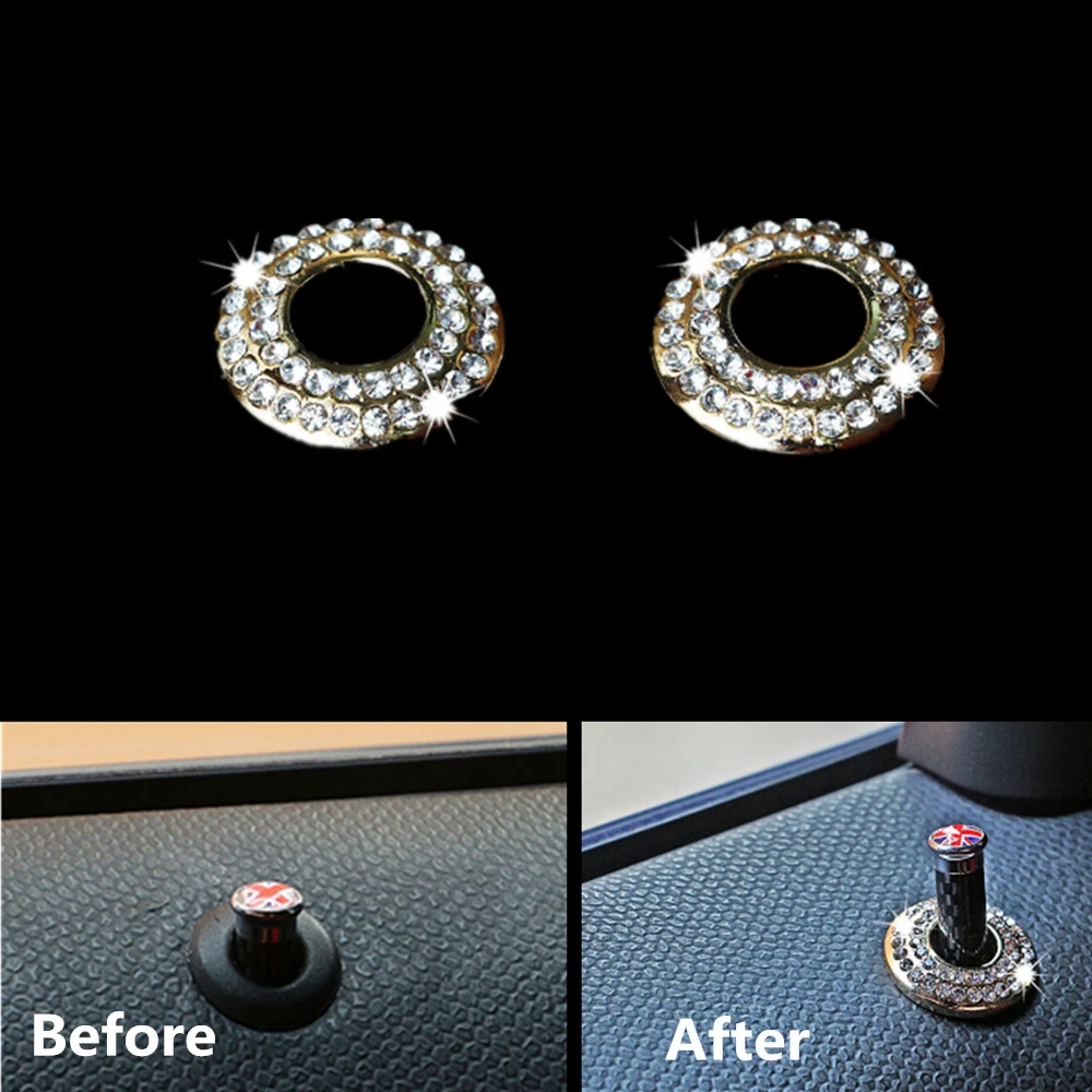 

for BMW Mini Cooper R50 R52 R55 R56 F55 F56 R60 Countryman Car Styling Door Pin Diamond Ring Decoration Door Lock Sequin Sticker