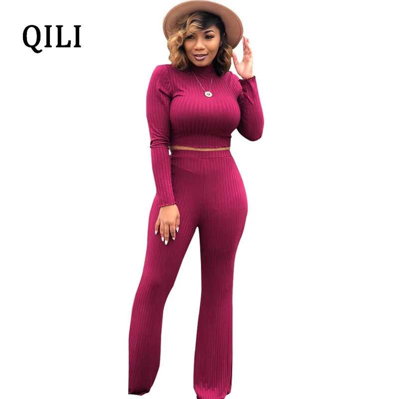 QILI Autumn Women New Hot Jumpsuits Long Sleeve Solid Color 2 Piece Set Casual Jumpsuit Elegant Lady Fashion Jumpsuits S-XXL